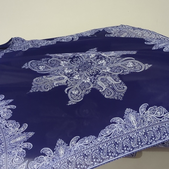 Chicos Open Front Draped Kimono Asian Inspired Print Sleeveless size 3 - Picture 3 of 7